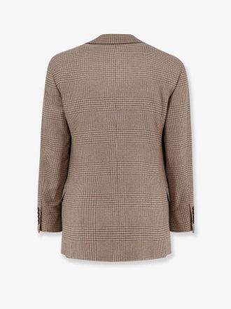 Brunello Cucinelli Mens Single-Breasted Blazer Beige Wool-Cashmere Blazers Jacket