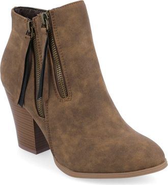 Journee Collection Vally Boots Brown Faux Leather Ankle Booties HAWK187
