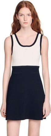 Sandro Two-tone knit short dress in Black at Nordstrom, Size 34 Eu