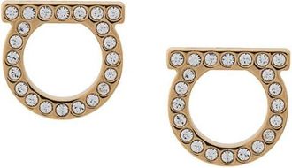 Ferragamo Golden Crystal Stud Earrings