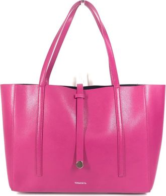 Tiffany & Co. Black Pink Leather Shoulder Bag Tote Bag (Pre-Owned)
