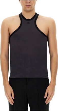 Courr&egrave;ges Contrast Scuba Tank Top - - Tops - Uomo - Nero - M