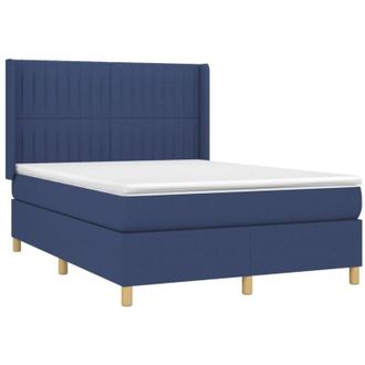 vidaXL Cama Box Spring Con Colch&oacute;n Tela Azul 140x200 Cm Vidaxl