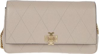 Tory Burch Tassen, Dames, Grijs, ONE Size, Leer, Charlie Schoudertas