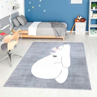 Carpet City Kinderteppich »ANIME921« rechteckig 11 mm Höhe Kinderzimmer Teppich Modern mit Mond, Blumen, Wolken, Creme, Multi