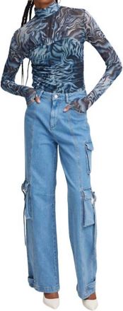 Gestuz Ewagz Blouse In Grey Blue Ripple