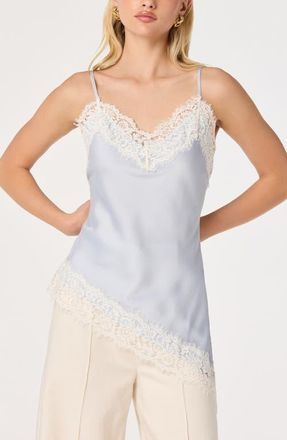 ASTR the Label Analise Lace Trim Asymmetric Satin Camisole in Light Blue at Nordstrom, Size X-Small