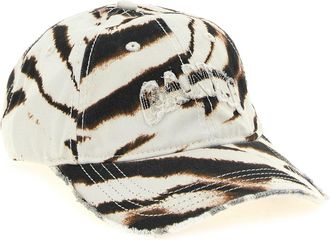 Ganni Animal Print Cotton Baseball Cap - Cream