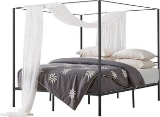OEM Marco De Cama Con Dosel De Tama&ntilde;o King, Dise&ntilde;o De 4 Postes De Metal 2095 X 1930 X 1830 Mm Soporte De L&aacute;minas De Acero Resistente Espacio De Almacenami