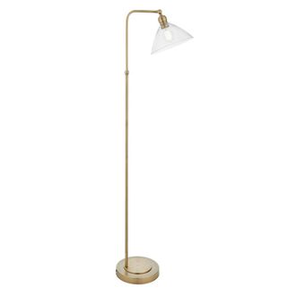 Netlighting Bellora Glass Floor Lamp Antique Brass Plate & Clear Glass 10W LED E27 in Bronze