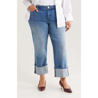 Kut from the Kloth Sienna Cuffed High Waist Wide Leg Jeans in Stewardship at Nordstrom Rack, Size 18W