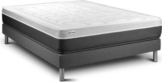 VITALIT Somier Gris + Colch&oacute;n Con Espuma Viscoel&aacute;stica 140 X 190