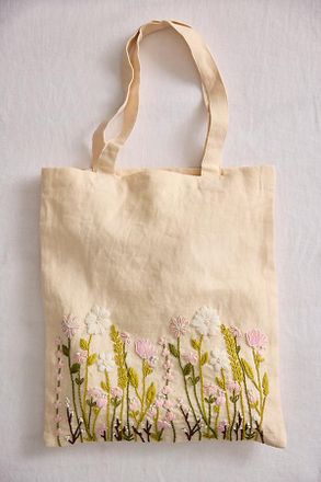 Terrain Embroidered Vines Linen Tote