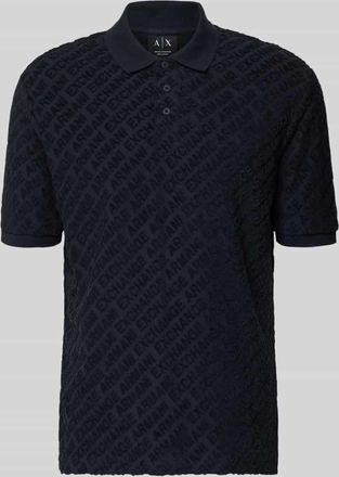 A|X Armani Exchange Slim Fit Poloshirt mit Logo-Muster in Dunkelblau, Gr&ouml;&szlig;e XXL