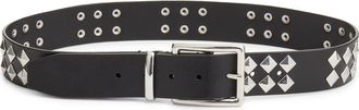 Frame Denim The Studded Leather Belt in Black at Nordstrom, Size X-Small