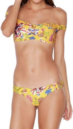 L*Space Pacific Bloom Emma Reversible Bitsy Bikini Bottom In Sunshine Gold