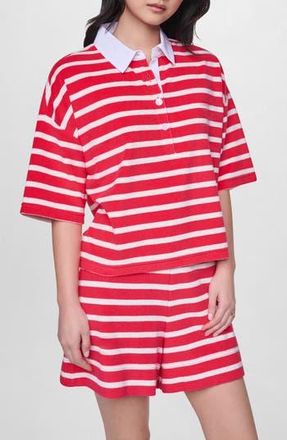 DKNY Stripe Terry Polo in Punch/Eggn at Nordstrom Rack, Size X-Small