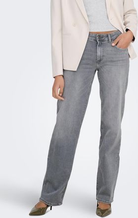 Only Straight-Jeans ONLY ONLBLUSH MID STRAIGHT DNM TAI0918 NOOS, Damen, Gr. XL, L&auml;nge 34, medium grau denim, Denim/Jeans, Obermaterial: 92% Baumwolle, 6% E