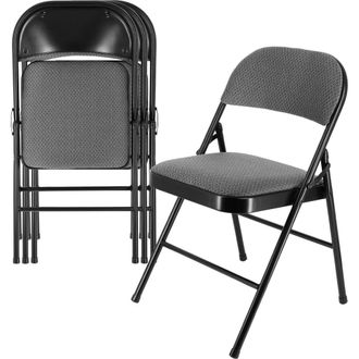 Elama 4 Piece Metal Folding Chair with Padded Seats in Grey at Nordstrom