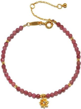 Satya Jewelry Pink Tourmaline Lotus October Birthstone Bracelet at Nordstrom