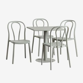 Sklum Sklum - Set De Mesa Cuadrada 70x70 Cm Y 4 Sillas De Jard&iacute;n Mizzi