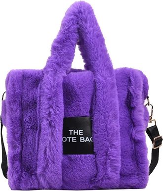 Generic Womens Plush Bags Casual Fur Tote Bag For Women Handbag Autumn Winter Plush Messenger Shopper Female(PURPLE)