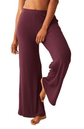 Kindred Bravely CozyKnit Wide Leg Lounge Pant in Deep Burgundy at Nordstrom, Size Medium