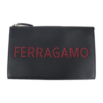Ferragamo Leather Clutch Bag Handbag (Pre-Owned)