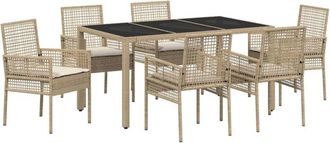 vidaXL Conjunto De Comedor De Jard&iacute;n 7 Pcs Beige Polirat&aacute;n Vidaxl