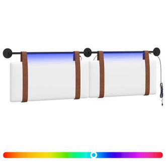 vidaXL Cabecero Colgante Con Luz Led Blanco Pu Antiguo Vidaxl