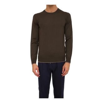 Paolo Pecora Round-neck Knitwear, male, Brown, Size: 2XL Brown Crewneck Sweater