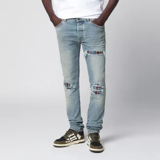 Amiri Jeans MX1 in denim e flanella indigo