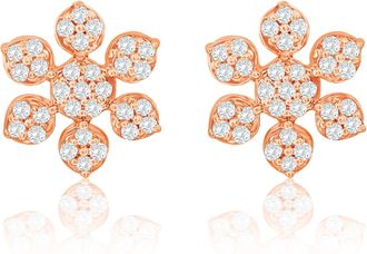 Suzy Levian 14K White Gold &.13 cttw Diamond Pave Snowflake Earrings