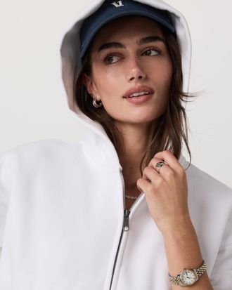 Vuori Clothing Restore Mini Full Zip Hoodie | White | XS, Size Extra Small