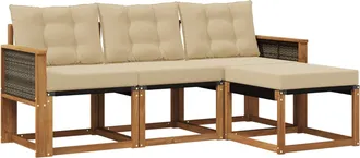 vidaXL Conjunto De Sof&aacute;s De Exterior 4 Uds. Natural Y Beige Vidaxl