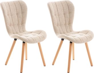 Clp Clp - Set De 2 Sillas De Comedor Elda Crema Tela
