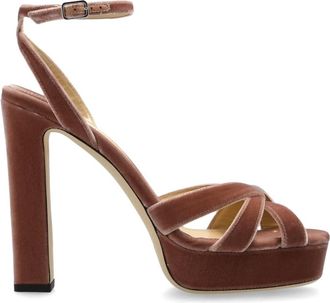 Jimmy Choo London Kove 120 Plateau-sandalen - Dames - Schoenen - Roze - Maat: 39 1/2 EU Zijde