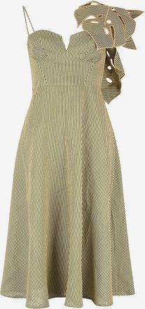 Farm Rio Midi-Kleid mit Herzausschnitt aus gestreifter Leinwand