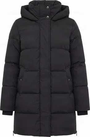 Woolrich Long Hooded Horizontal Quilted Down Jacket