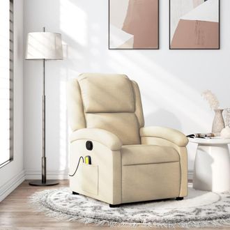 vidaXL Sill&oacute;n De Masaje Reclinable De Tela Crema Vidaxl