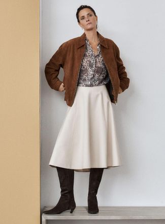 Contemporaine Womens Wool-blend piqu&eacute; midi skirt