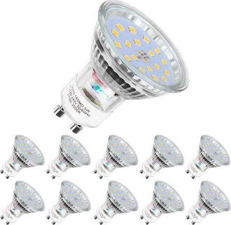 OEM Paquete De 10 Bombillas Led, Gu10-5w Equivalente A 60w, Luz Blanca Fr&iacute;a 6000k, &Aacute;ngulo De Haz Amplio De 120&deg;, Bombillas Led Tipo Foco