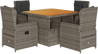 vidaXL Set Comedor De Jard&iacute;n 5 Piezas Con Cojines Rat&aacute;n Sint&eacute;tico Gris Vidaxl