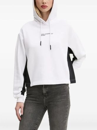 Karl Lagerfeld logo-detail colour-block hoodie - White