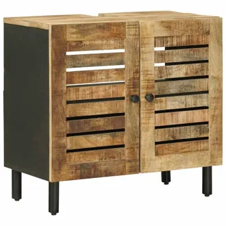 vidaXL Mueble De Lavabo Con Puerta Marr&oacute;n Y Negro 62 X 33 X 58 Cm Vidaxl