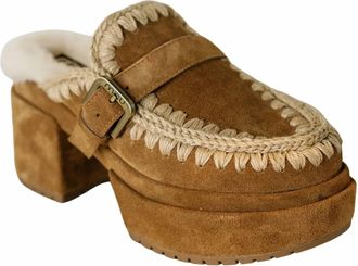 Mou Womens Platform With Buckle Strap Clog In Cognac