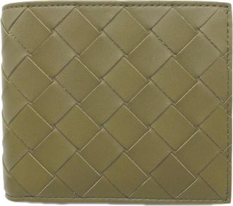 Bottega Veneta Intrecciato Khaki Leather Wallet (Bi-Fold) (Pre-Owned)