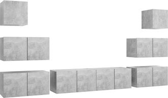 vidaXL Vidaxl - 8 Piece tv Cabinet Set Concrete Grey Engineered Wood