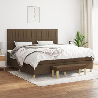 vidaXL Vidaxl - Cama Box Spring Con Colch&oacute;n Tela Marr&oacute;n Oscuro 200x200 Cm