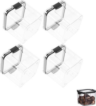 OEM Tarros De Almacenamiento Cuadrados, Sin Bpa, Az&uacute;car, Harina, Frutos Secos, 700 Ml, 4 Piezas, Transparente, 10,2 Cm X 10,2 Cm X 9,8 Cm